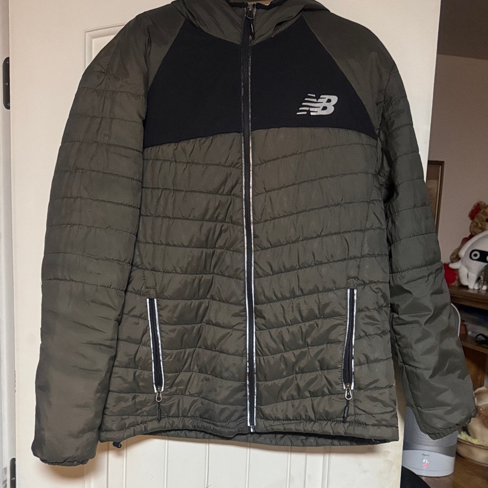 New Balance Men's Green and Black Quilted Jacket